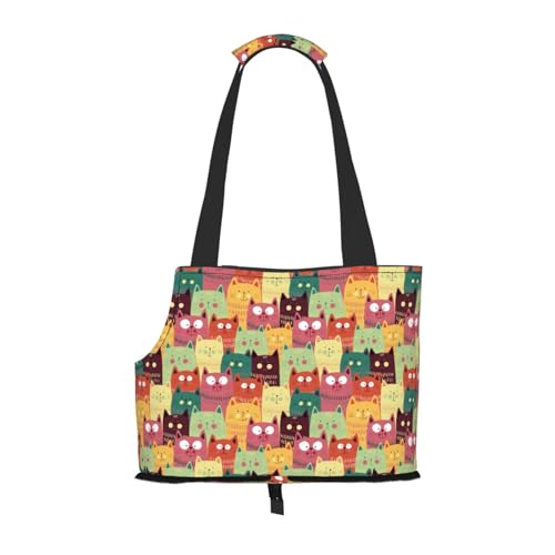 Kuilepa Hundetragetasche mit niedlichem Cartoon-Katzen-Druck, weiche Seiten, Haustier-Tragetasche mit Taschen, tragbare mittelgroße Hunde, Welpen, große Katze, Reisehandtasche für Wandern, Reisen von Kuilepa