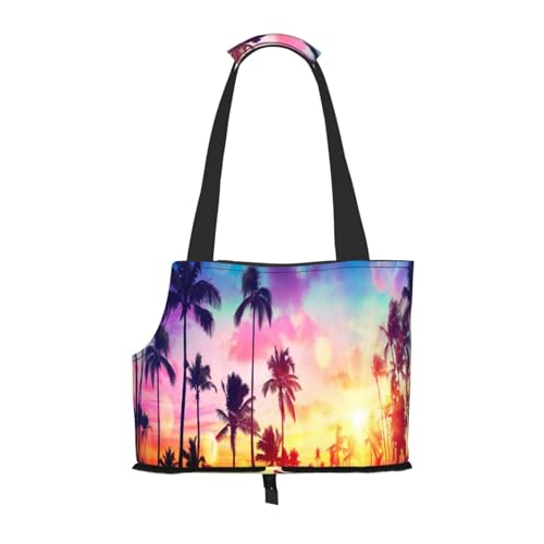 Kuilepa Hundetragetasche mit tropischen Palmen bei Sonnenuntergang für kleine Hunde, weiche Seiten, Haustier-Tragetasche mit Taschen, tragbare mittelgroße Hunde, Welpen, große Katzen, Reisehandtasche Kuilepa Hundetragetasche mit tropischen Palmen bei Sonnenuntergang für kleine Hunde, weiche Seiten, Haustier-Tragetasche mit Taschen, tragbare mittelgroße Hunde, Welpen, große Katzen, Reisehandtasche von Kuilepa
