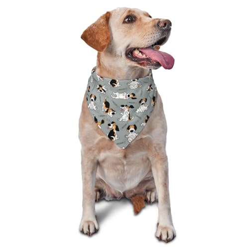 Kuilepa Lustiges Hundehalstuch mit Beagle-Motiv, Geburtstagsgeschenk, waschbar, Weihnachts-Bandana, Schal für kleine bis große Hunde, Welpen, Katzen von Kuilepa