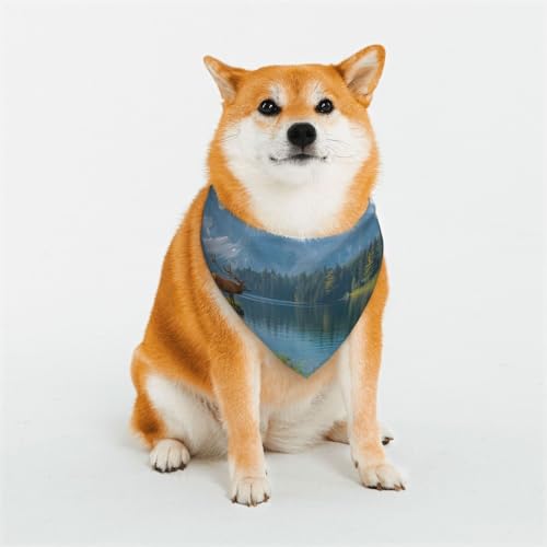 Kuilepa Majestic Hirsch Bergsee Druck Hund Bandana Geburtstagsgeschenk Waschbar Bandana Schal für kleine bis große Hunde, Welpen, Katzen, klein Kuilepa Majestic Hirsch Bergsee Druck Hund Bandana Geburtstagsgeschenk Waschbar Bandana Schal für kleine bis große Hunde, Welpen, Katzen, klein von Kuilepa