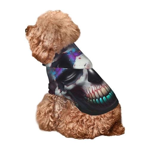 Kuilepa Moderner abstrakter bunter Totenkopf-C-Druck, Hunde-Kapuzenpullover für kleine, mittelgroße und große Hunde (Größe XS-XXL) von Kuilepa