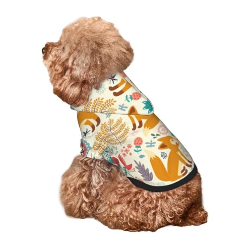 Kuilepa Skurriler Fuchs-Blumengarten-Druck Hunde-Kapuzenpullover Sicherheitshundepullover Hundekleidung Hunde-Kapuzenpullover Sweatshirt für kleine, mittelgroße und große Hunde (Größe XS-XXL) von Kuilepa