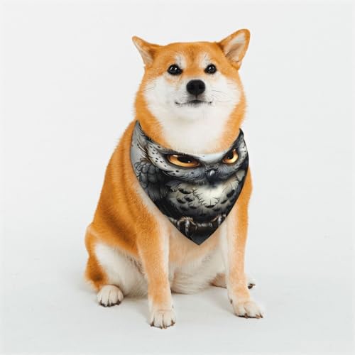 Kuilepa Skurriles Hundehalstuch, Motiv: Eule auf Ast, Geburtstagsgeschenk, waschbar, Bandana für kleine bis große Hunde, Welpen, Katzen, klein von Kuilepa