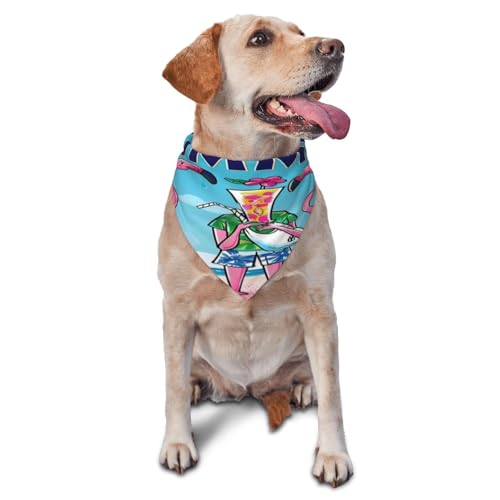 Kuilepa Strand-Flamingo-Trio-Druck, Hunde-Halstuch, Geburtstagsgeschenk, waschbar, Weihnachts-Bandana, Schal für kleine bis große Hunde, Welpen, Katzen von Kuilepa