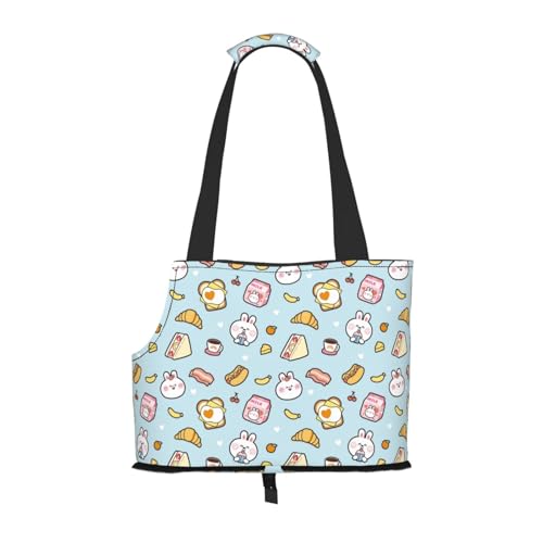 Kuilepa Tragetasche für kleine Hunde, Motiv: Kaninchen, Burger, Kaffee-Druck, weiche Seiten, Haustier-Tragetasche mit Taschen, tragbare mittelgroße Hunde, Welpen, große Katzen, Reisehandtasche für von Kuilepa