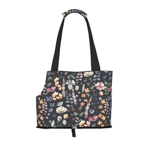 Kuilepa Tragetasche für kleine Hunde, Wildblumen-Wasserfarbendruck, weiche Seiten, Haustier-Tragetasche mit Taschen, tragbare mittelgroße Hunde, Welpen, große Katzen, Reisehandtasche für Wandern Kuilepa Tragetasche für kleine Hunde, Wildblumen-Wasserfarbendruck, weiche Seiten, Haustier-Tragetasche mit Taschen, tragbare mittelgroße Hunde, Welpen, große Katzen, Reisehandtasche für Wandern von Kuilepa