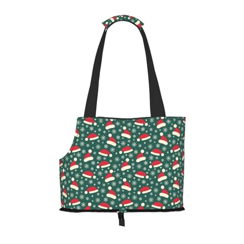 Kuilepa Tragetasche für kleine Hunde, mit Weihnachtsmannmütze, weich, mit Taschen, tragbar, mittelgroße Hunde, Welpen, große Katzen, Reisehandtasche für Wandern, Reisen, Outdoor, Grün von Kuilepa