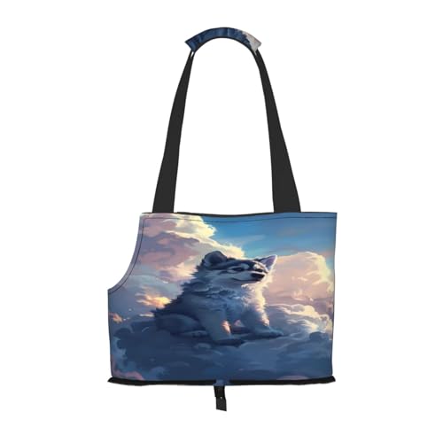 Kuilepa Tragetasche für kleine Hunde, mit Wolkenwolf-Aufdruck, weiche Seiten, Haustier-Tragetasche mit Taschen, tragbare mittelgroße Hunde, Welpen, große Katzen, Reisehandtasche für Wandern, Reisen von Kuilepa
