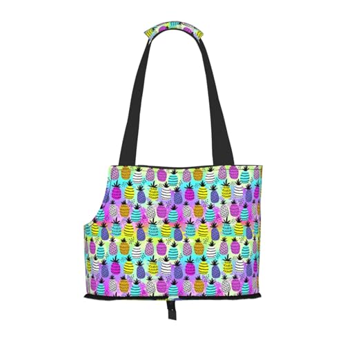 Kuilepa Tragetasche für kleine Hunde mit Graffiti-Ananas-Druck, weiche Seiten, Haustier-Tragetasche mit Taschen, tragbare mittelgroße Hunde, Welpen, große Katzen, Reisehandtasche von Kuilepa