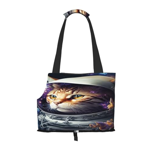 Kuilepa Tragetasche mit Astronauten-Katzen-Aufdruck für kleine Hunde, weiche Seiten, Haustier-Tragetasche mit Taschen, tragbare mittelgroße Hunde, Welpen, große Katzen, Reisehandtasche für Wandern von Kuilepa