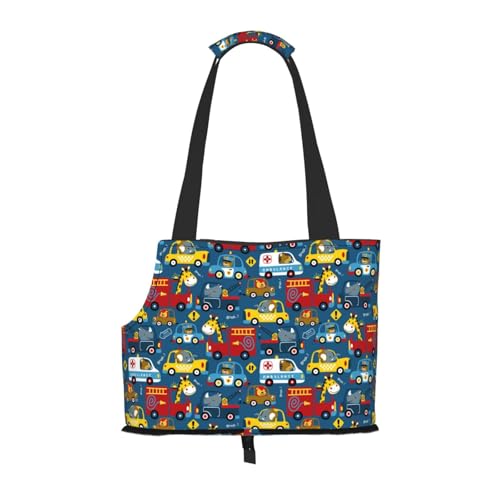 Kuilepa Transporttasche für kleine Hunde, mit Cartoon-Motiv und lustigen Fahrern, weiche Seiten, Tragetasche für mittelgroße Hunde, Welpen, große Katzen, Reisehandtasche von Kuilepa