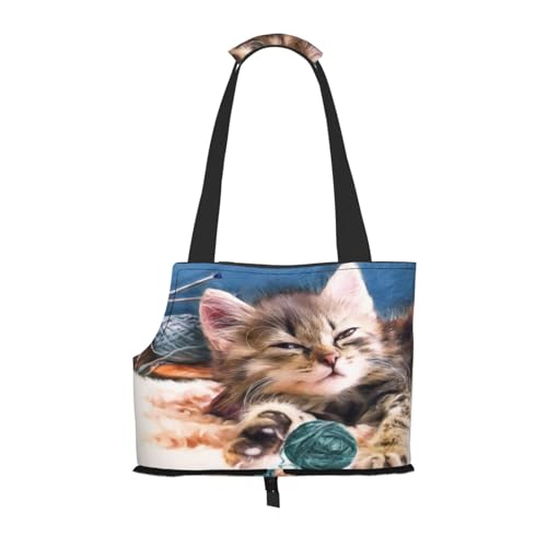 Kuilepa Transporttasche für kleine Hunde, mit verspieltem Katzendruck, weiche Seiten, Tragetasche für mittelgroße Hunde, Welpen, große Katzen, zum Wandern, Reisen, Outdoor von Kuilepa