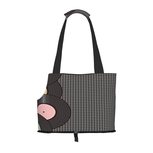 Kuilepa Vinyl-Schallplatten-Druck-Hundetragetasche für kleine Hunde, weiche Seiten, Haustier-Tragetasche mit Taschen, tragbare mittelgroße Hunde, Welpen, große Katzen, Reisehandtasche für Wandern Kuilepa Vinyl-Schallplatten-Druck-Hundetragetasche für kleine Hunde, weiche Seiten, Haustier-Tragetasche mit Taschen, tragbare mittelgroße Hunde, Welpen, große Katzen, Reisehandtasche für Wandern von Kuilepa