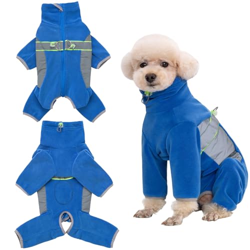 Fleece-Einteiler, Hunde-Pyjama, Chirurgie-Genesungsanzug für Welpen, kleine Hunde, warmer Mantel für männliche und weibliche Hunde, Blau, Größe XL von Kukaster Pet
