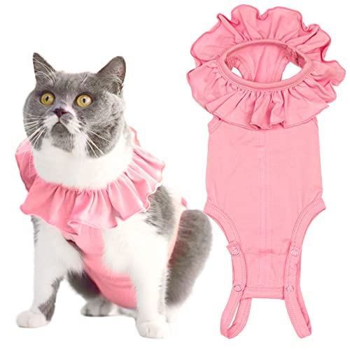 Katzen-Genesungsanzug für Bauchwunden und Hautkrankheiten, atmungsaktives chirurgisches Genesungsshirt nach Operationen, Anti-Leckwunden, Haustier, Kätzchen (RSC01-pink-m) von Kukaster Pet