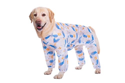 Kukaster Pet Hunde-Shirts Anti-Lecken, dünnes kühles atmungsaktives Mesh, Sommer Kleidung für große Hunde, Hundebody Nach Op Hündin Rüde Kastration Wundschutzanzüge für Hund, Delfine Size 32 Kukaster Pet Hunde-Shirts Anti-Lecken, dünnes kühles atmungsaktives Mesh, Sommer Kleidung für große Hunde, Hundebody Nach Op Hündin Rüde Kastration Wundschutzanzüge für Hund, Delfine Size 32 von Kukaster Pet
