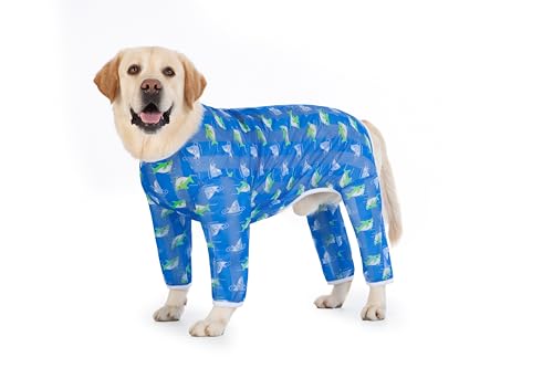 Kukaster Pet Hunde-Shirts Anti-Lecken, dünnes kühles atmungsaktives Mesh, Sommer Kleidung für große Hunde, Hundebody Nach Op Hündin Rüde Kastration Wundschutzanzüge für Hund, Hellblauer Hai Size 30 Kukaster Pet Hunde-Shirts Anti-Lecken, dünnes kühles atmungsaktives Mesh, Sommer Kleidung für große Hunde, Hundebody Nach Op Hündin Rüde Kastration Wundschutzanzüge für Hund, Hellblauer Hai Size 30 von Kukaster Pet