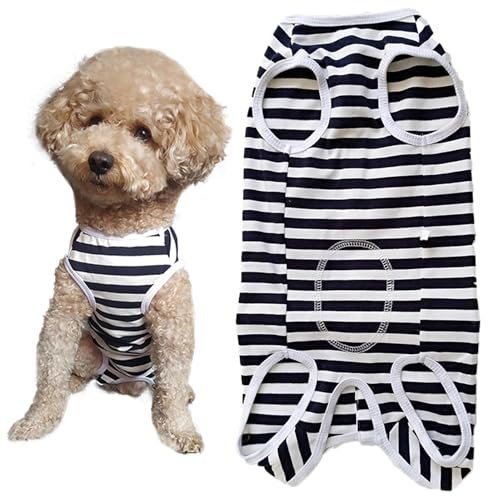 Kukaster Pet Hundebody Nach Op Hündin Rüde Kastration Wundschutzanzüge für Hund, Nylonschnalle für Haarausfall, Allergien, Rasur, DRS01, Blue White, S von Kukaster Pet