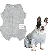 Kukaster Pet Hundebody Nach Op Kastration Hündin Rüde Wundschutzanzüge für Französische Bulldogge, Nylonschnalle für Haarausfall, Allergien Rasur, FD01 Grey L von Kukaster Pet