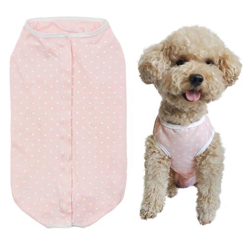 Kukaster Pet Hundebody Nach Op Kastration Hündin Rüde Wundschutzanzüge für Hund, Nylonschnalle für Haarausfall, Allergien, Rasur, Rosa Weiß Punkt XS von Kukaster Pet