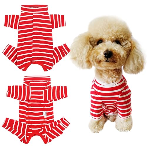 Kukaster Hundebody Nach Op Kastration Hündin Rüde Wundschutzanzüge für Hund, Nylonschnalle für Haarausfall, Rasur, (DRS03 Red White Stripes L) von Kukaster Pet