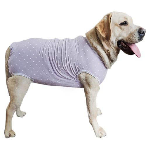 Kukaster Pet Hundebody Nach Op Kastration Hündin Rüde Wundschutzanzüge für Hund, Reißverschluss-Design für Haarausfall, Allergien, Rasur Rosa Weiß 5XL von Kukaster Pet