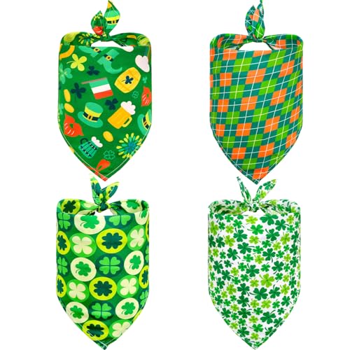 St. Patrick's Day Hundehalstücher, dreieckiges grünes Kleeblatt, Haustierschal für kleine und mittelgroße Hunde, hochwertiger strapazierfähiger Stoff, niedliches Frühlings-Hundehalstuch für Mädchen, von Kukaster Pet