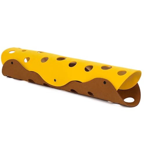 Filzkatze -Spielzeug -Tunnel, universelles zusammenklappbares Katzen -Tunnel -Röhrchen Interaktives Spielzeug für Innenspiele (Yellow+Brown) von Kukyller