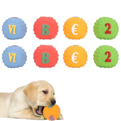 Kukyller 8pcs Quietschende Hundeball, Welpe kauen Spielzeug weicher Latex Hund, um Spielzeug interaktive Welpenbälle mit lustigem Muster für kleine mittlere Rassen abzuholen von Kukyller