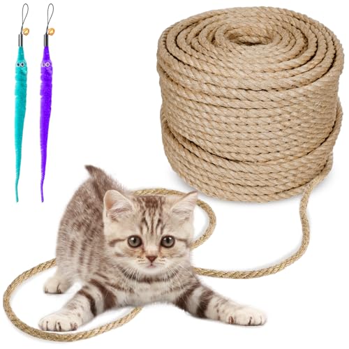 Sisalseil 9 mm,10M Sisalseil Natur für Kratzbäume, Natürliches Sisal Seil inkl. 2 Katzenspielzeug, Sisalseil für Kratzbaum, Mehrzweckseil Sisal für Kratzseil, Haushalt, Garten, DIY, Dekoration Sisalseil 9 mm,10M Sisalseil Natur für Kratzbäume, Natürliches Sisal Seil inkl. 2 Katzenspielzeug, Sisalseil für Kratzbaum, Mehrzweckseil Sisal für Kratzseil, Haushalt, Garten, DIY, Dekoration von Kulamo