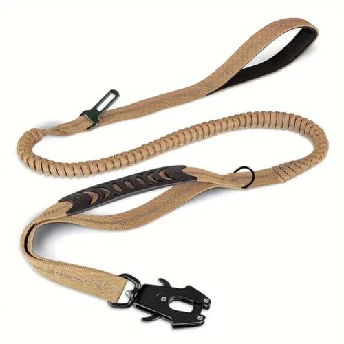 1,8 m reflektierende, robuste taktische Hundeleine mit Froschclip und zwei Griffen, stoßdämpfendes K9-Bungee, Auto-Sicherheitsgurt für Training, Kontrolle und Reisen, Khaki 1,8 m reflektierende, robuste taktische Hundeleine mit Froschclip und zwei Griffen, stoßdämpfendes K9-Bungee, Auto-Sicherheitsgurt für Training, Kontrolle und Reisen, Khaki von Kumihigh