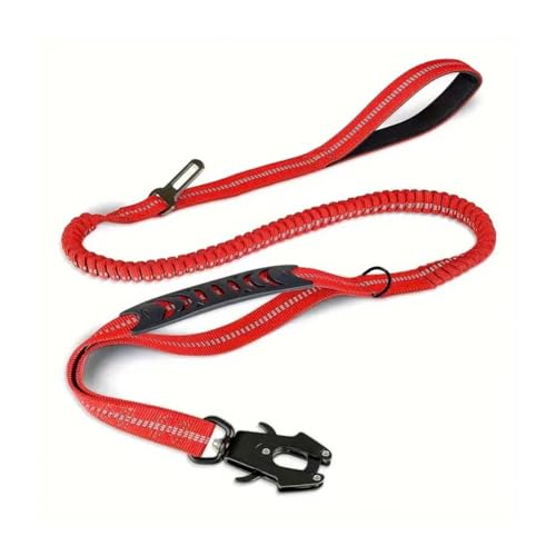 1,8 m reflektierende, robuste taktische Hundeleine mit Froschclip und zwei Griffen, stoßdämpfendes K9-Bungee, Auto-Sicherheitsgurt für Training, Kontrolle und Reisen, Rot 1,8 m reflektierende, robuste taktische Hundeleine mit Froschclip und zwei Griffen, stoßdämpfendes K9-Bungee, Auto-Sicherheitsgurt für Training, Kontrolle und Reisen, Rot von Kumihigh