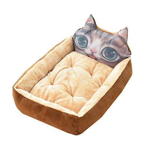 Katze Kissen Hunde Bett Hundesofa Deluxe Haustierbett Flauschig Und Bequem Cartoon Haustierhaus Warmes Haustiernest 60,Brown Katze Kissen Hunde Bett Hundesofa Deluxe Haustierbett Flauschig Und Bequem Cartoon Haustierhaus Warmes Haustiernest 60,Brown von KunLS