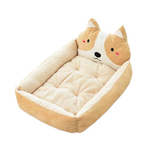 Katze Kissen Hunde Bett Hundesofa Deluxe Haustierbett Flauschig Und Bequem Cartoon Haustierhaus Warmes Haustiernest 60,beige Katze Kissen Hunde Bett Hundesofa Deluxe Haustierbett Flauschig Und Bequem Cartoon Haustierhaus Warmes Haustiernest 60,beige von KunLS