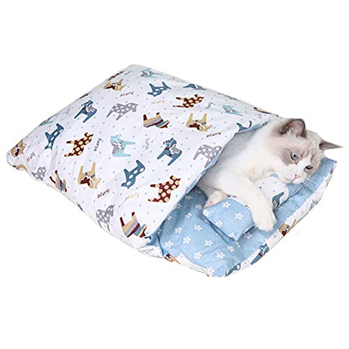 KunLS Katzenschlafsack Flauschig Katzenschlafplatz Katzenkissen Abnehmbarer Und Waschbarer Katzenstreu Geschlossener Zwinger 40,Blue KunLS Katzenschlafsack Flauschig Katzenschlafplatz Katzenkissen Abnehmbarer Und Waschbarer Katzenstreu Geschlossener Zwinger 40,Blue von KunLS