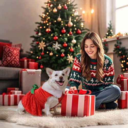 Kungfu Mall Hunde Weihnachtskostüm, Hundebekleidung & Zubehör Fliege Weihnachtsmann-Anzug, Katzen Weihnachtskostüm Santa Kostüm, Hund Weihnachten Geschenke Haustier Cosplay Kostüme Großes Format von Kungfu Mall