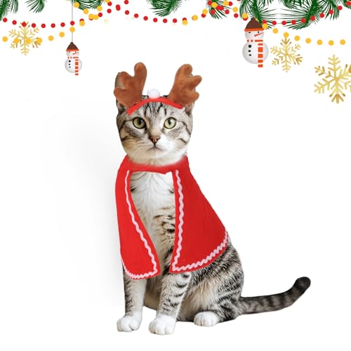 Kungfu Mall Hunde Weihnachtskostüm, Weihnachten Haustier Kostüme Mit Hundemütze Und Mantel, Katzen Weihnachtskostüm Für Weihnachten Geschenke, Hundebekleidung & Zubehör Katze Zubehör Medium Größe von Kungfu Mall