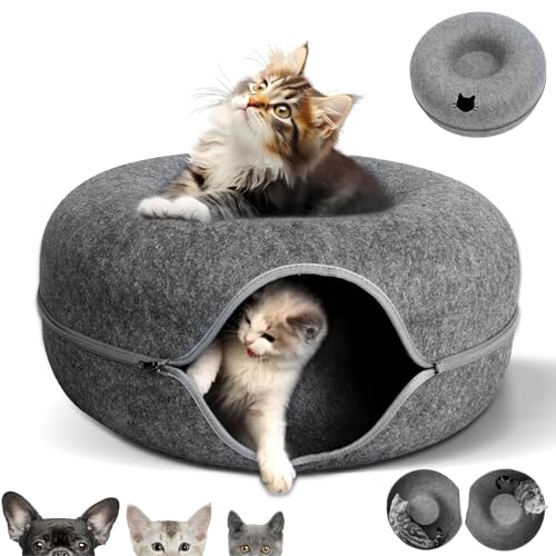KunpengZen Katzentunnel, Filz Donut Rascheltunnel für Katzen, Katzen Höhle Endlosen Spaß Katzenkorb Katzenkissen 50cm für bis 4kg Kleine Haustiere Kaninchen Kätzchen Welpen-Dunkelgrau KunpengZen Katzentunnel, Filz Donut Rascheltunnel für Katzen, Katzen Höhle Endlosen Spaß Katzenkorb Katzenkissen 50cm für bis 4kg Kleine Haustiere Kaninchen Kätzchen Welpen-Dunkelgrau von KunpengZen