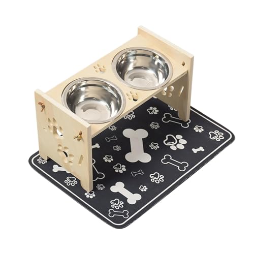 Kuntesetty Erhöhte Katzennäpfe mit Holzständer Doppelschalen Design rutschfeste Füße Verstellbare Höhe für Katzen Hunde Futter Und Wasser, Holzfarbe Kuntesetty Erhöhte Katzennäpfe mit Holzständer Doppelschalen Design rutschfeste Füße Verstellbare Höhe für Katzen Hunde Futter Und Wasser, Holzfarbe von Kuntesetty