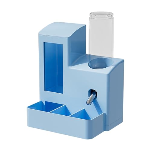 Kuntesetty Futterautomat Als Multifunktionale Futterstation mit Trinkflasche Futternapf Und Futterspender mit Großem Fassungsvermögen für Hamster Und Kleintiere, Blaue 120-ml-flasche von Kuntesetty