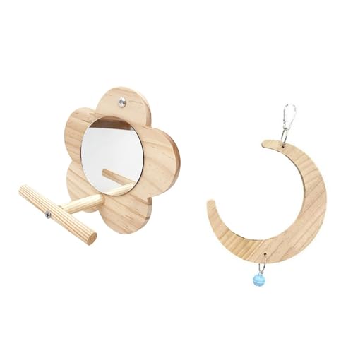Kuntesetty Hängespielzeug für Vögel, Mondring und Sitzstange für Wellensittiche, L von Kuntesetty