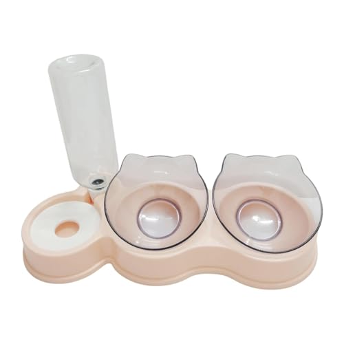 Kuntesetty Katzen Doppelschale Haustiernapf Wasserspender mit Ergonomischem 15 Grad Neigungsdesign Aus Pp Material Erleichtert Fütterung Und Trinken für Kat, Rosa von Kuntesetty