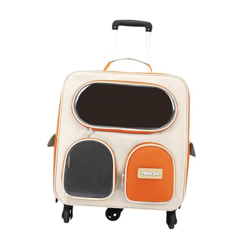 Kuntesetty Katzen Transportbox mit Rollen Und Rucksackfunktion Leichtes Nylongewebe Belüftete Seiten für Reisen Und Tagesausflüge, Orange Kuntesetty Katzen Transportbox mit Rollen Und Rucksackfunktion Leichtes Nylongewebe Belüftete Seiten für Reisen Und Tagesausflüge, Orange von Kuntesetty