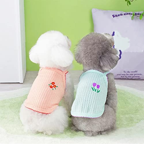 Kunyeah 2 Stück Haustier Kleidung Sommer Hund Kleid Blume Stickerei Welpe Weste niedlich Hund Katze Shirt weich atmungsaktiv Haustier Outfit (XL) von Kunyeah