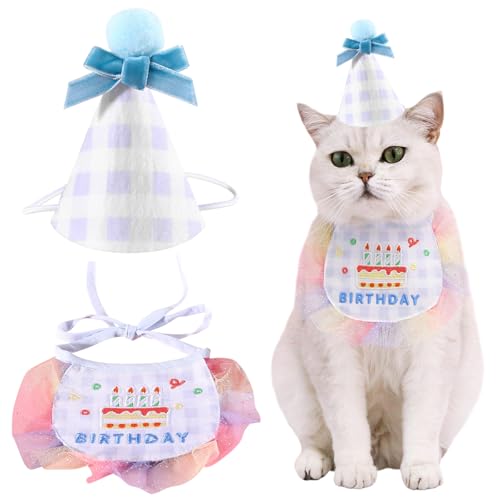 Kunyeah 2-teiliges Haustier-Hut-Schal-Set, niedlich, bestickt, Katze, Bandana, Outfit, Haustier-Schleife, Kegelhut, Katze, Karomuster, Prinzessinnen-Kostüme, Hunde-Lätzchen, Haustier-Partyzubehör, Kunyeah 2-teiliges Haustier-Hut-Schal-Set, niedlich, bestickt, Katze, Bandana, Outfit, Haustier-Schleife, Kegelhut, Katze, Karomuster, Prinzessinnen-Kostüme, Hunde-Lätzchen, Haustier-Partyzubehör, von Kunyeah