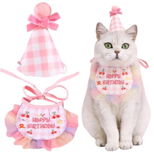 Kunyeah 2-teiliges Haustier-Hut-Schal-Set, niedlich, bestickt, Katze, Bandana, Outfit, Haustier-Schleife, Kegelhut, Katze, Karomuster, Prinzessinnen-Kostüme, Hunde-Lätzchen, Partyzubehör, Dekoration Kunyeah 2-teiliges Haustier-Hut-Schal-Set, niedlich, bestickt, Katze, Bandana, Outfit, Haustier-Schleife, Kegelhut, Katze, Karomuster, Prinzessinnen-Kostüme, Hunde-Lätzchen, Partyzubehör, Dekoration von Kunyeah