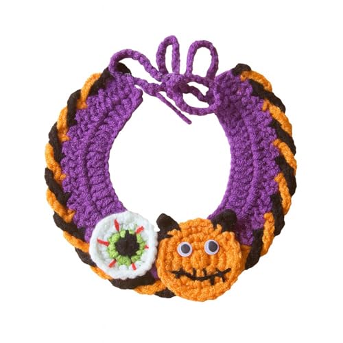 Kunyeah Halloween-Kostüm-Set für Katzen, kleine Hunde, verstellbare Strickmütze, Schal, Kürbis- und Hexen-Druck, Welpen-Lätzchen, niedliches gehäkeltes Katzenhalsband, Mütze, Haustierbekleidung Kunyeah Halloween-Kostüm-Set für Katzen, kleine Hunde, verstellbare Strickmütze, Schal, Kürbis- und Hexen-Druck, Welpen-Lätzchen, niedliches gehäkeltes Katzenhalsband, Mütze, Haustierbekleidung von Kunyeah