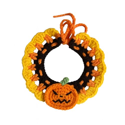 Kunyeah Halloween-Kostüm-Set für Katzen, kleine Hunde, verstellbare Strickmütze, Schal, Kürbis- und Hexenmuster, Welpen-Lätzchen, niedliches gehäkeltes Katzenhalsband, Mütze, Haustierbekleidung Kunyeah Halloween-Kostüm-Set für Katzen, kleine Hunde, verstellbare Strickmütze, Schal, Kürbis- und Hexenmuster, Welpen-Lätzchen, niedliches gehäkeltes Katzenhalsband, Mütze, Haustierbekleidung von Kunyeah