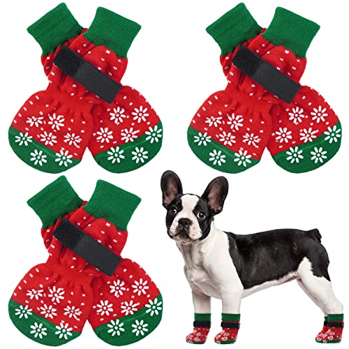 Kuoser 3 Paar Doppelseitige Anti-Rutsch Hundesocken mit Verstellbaren Riemen Weiche Warme Weihnachten Haustier Pfote Schutz für Kleine Mittlere Hunde Starke Traktionskontrolle Kuoser 3 Paar Doppelseitige Anti-Rutsch Hundesocken mit Verstellbaren Riemen Weiche Warme Weihnachten Haustier Pfote Schutz für Kleine Mittlere Hunde Starke Traktionskontrolle von Kuoser