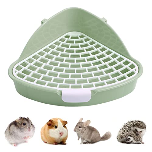 Kuoser Nagertoilette, Kaninchentoilette mit Haken Hasentoilette für Töpfchentraining Kaninchen Toilette Ecke aus Plastik für Baby-Kaninchen Chinchillas kleine Meerschweinchen Frettchen, 25x19x10cm von Kuoser